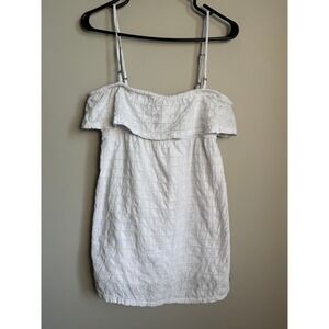 Roxy White Eyelet Ruffle Cami Tank Top Beach Boho Summer Medium Y2K Style Tiered
